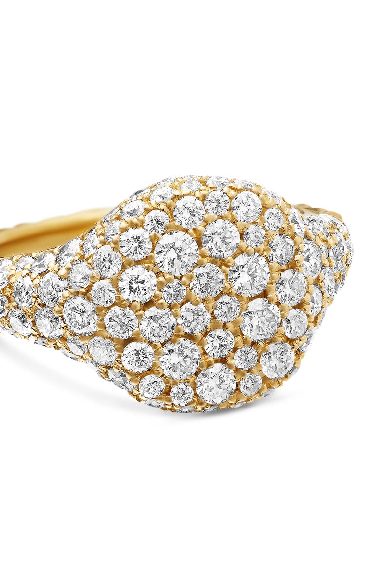 David Yurman Mini Chevron Pinky Ring in 18K Gold with Pavé Diamonds, Alternate, color, Diamond/ Gold