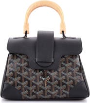 Pre-Owned Goyard Saigon Top Handle Bag Coated Canvas with Leather Mini