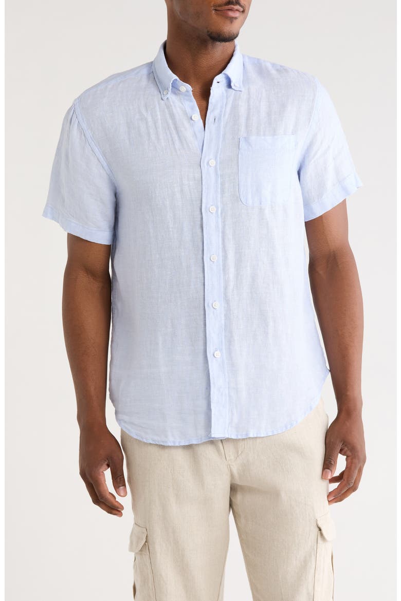Splash Linen Button-Down Shirt, Main, color, SPLASH BLUE