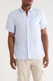 DENIM AND FLOWER Splash Linen Button-Down Shirt