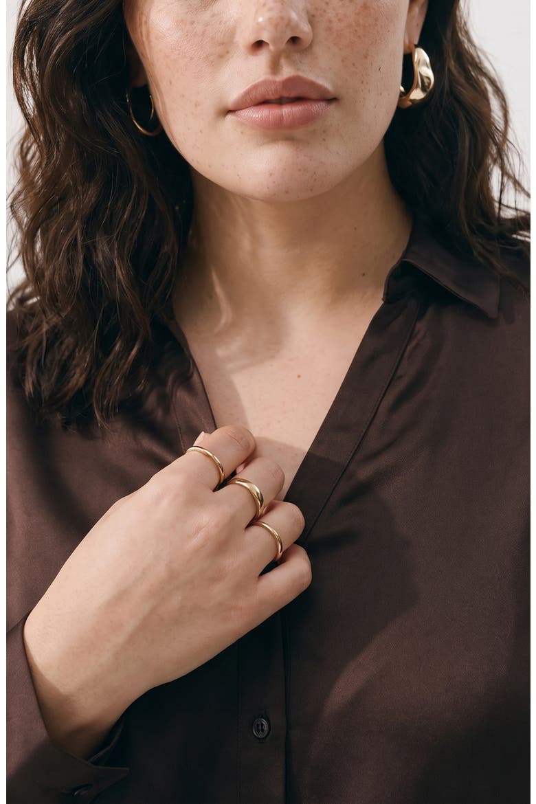 Satin Button Down Shirt, Alternate, color, CHOCOLATE TORTE