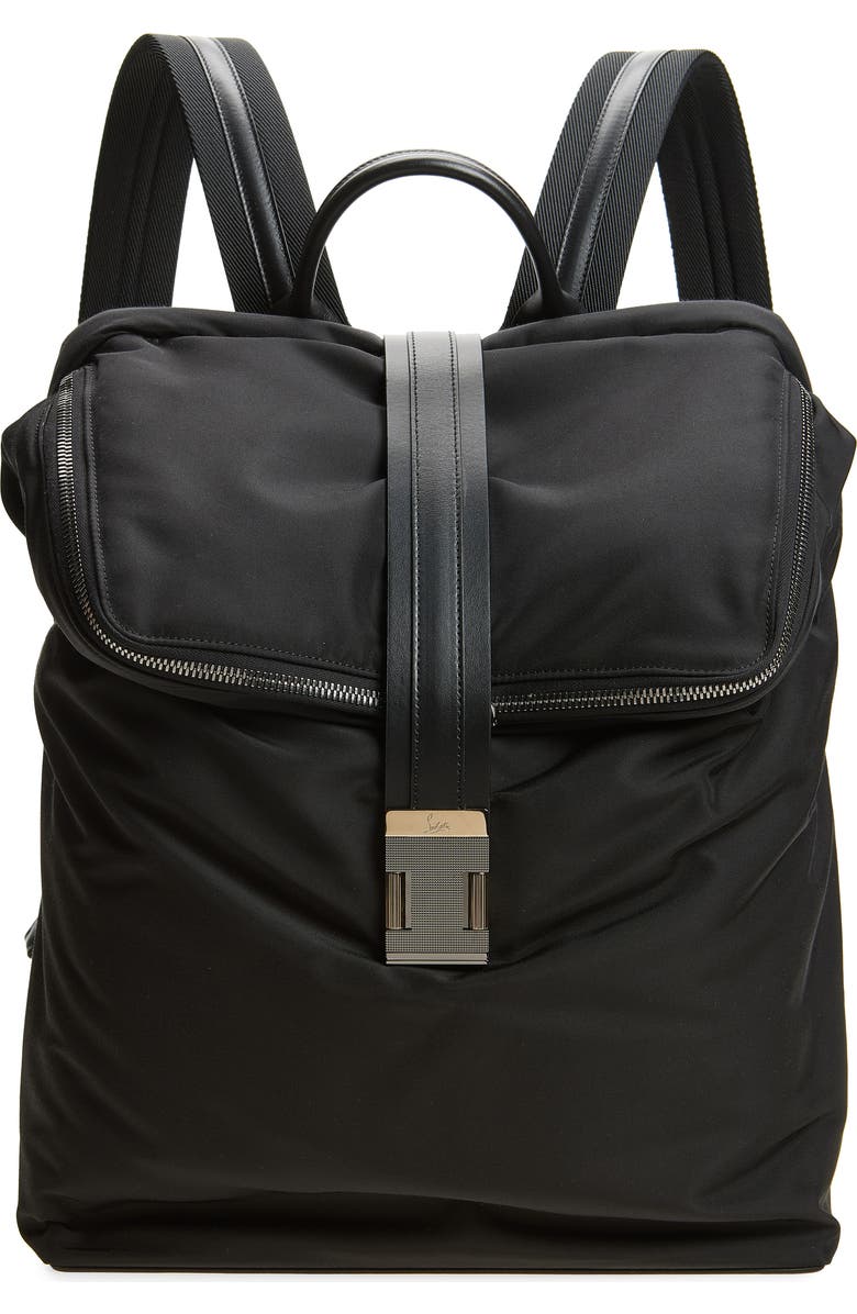 Christian Louboutin Nox Nylon Backpack, Main, color, Black