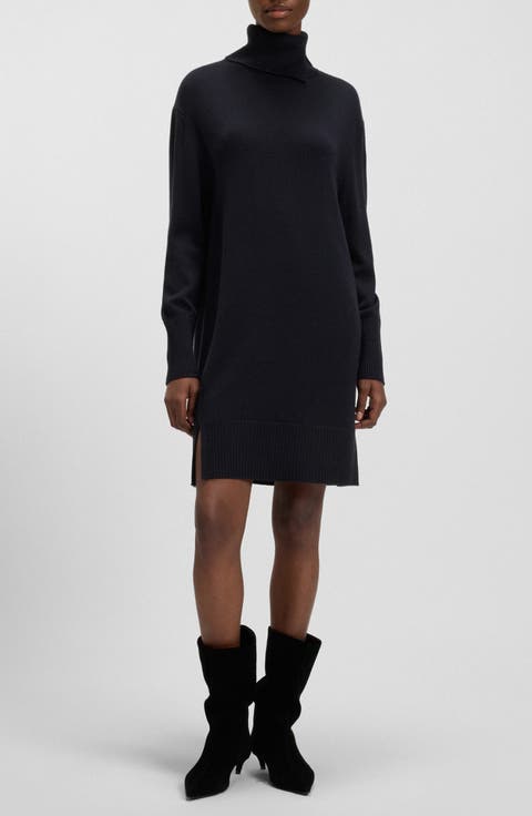 Feringatessa Long Sleeve Turtleneck Virgin Wool Blend Sweater Dress