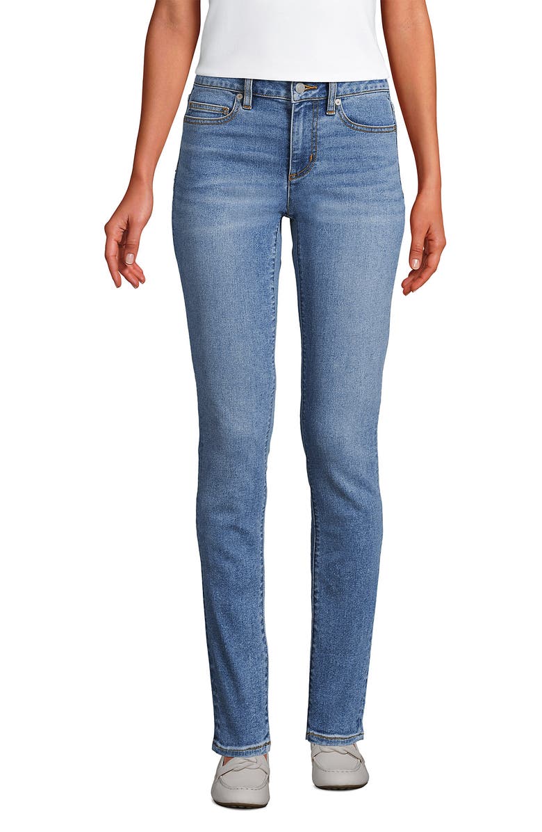 Lands' End Recover Denim Mid Rise Slim Leg Jeans, Alternate, color, Beau Blue