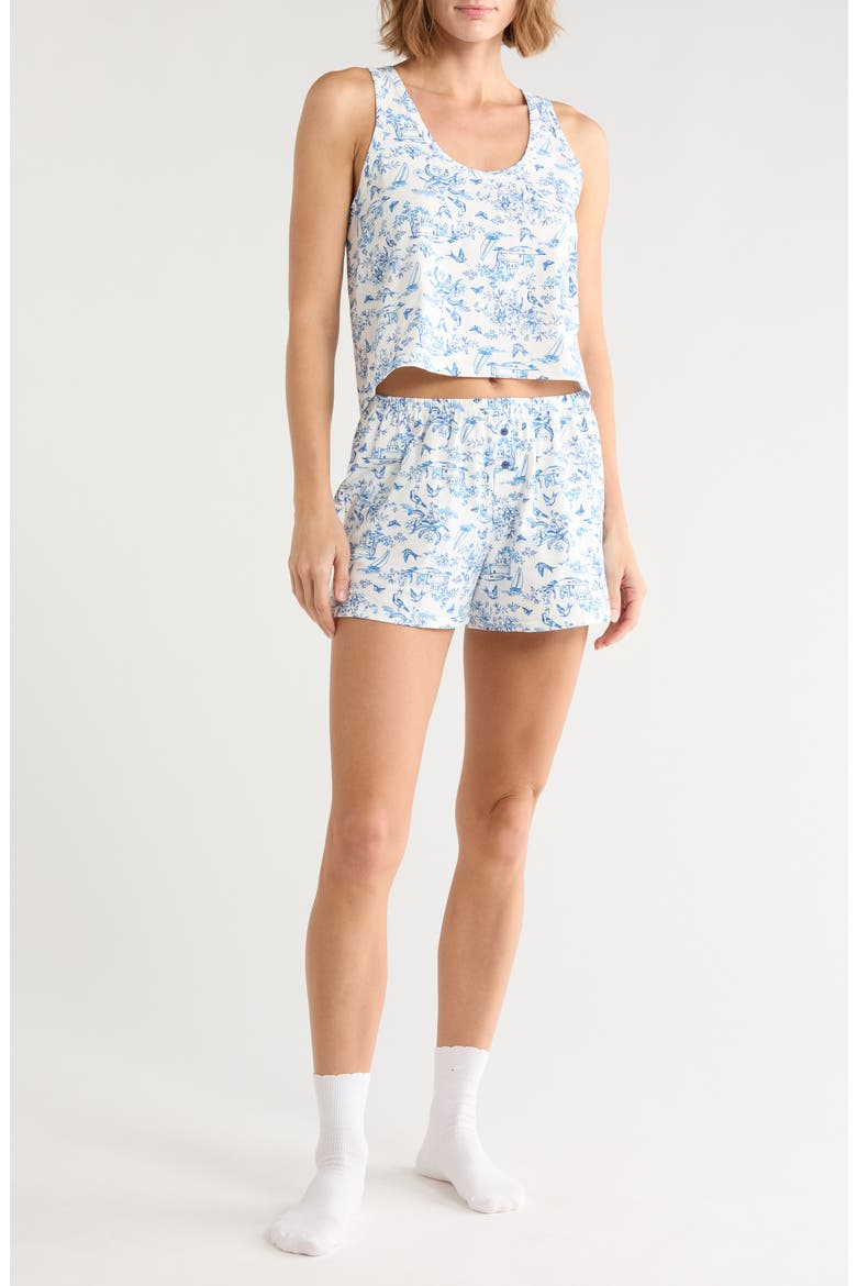 Tank Short Pajamas, Main, color, WHITE- BLUE RIVIERA TOILE