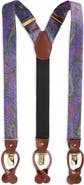 CLIFTON WILSON Purple Paisley Silk Suspenders