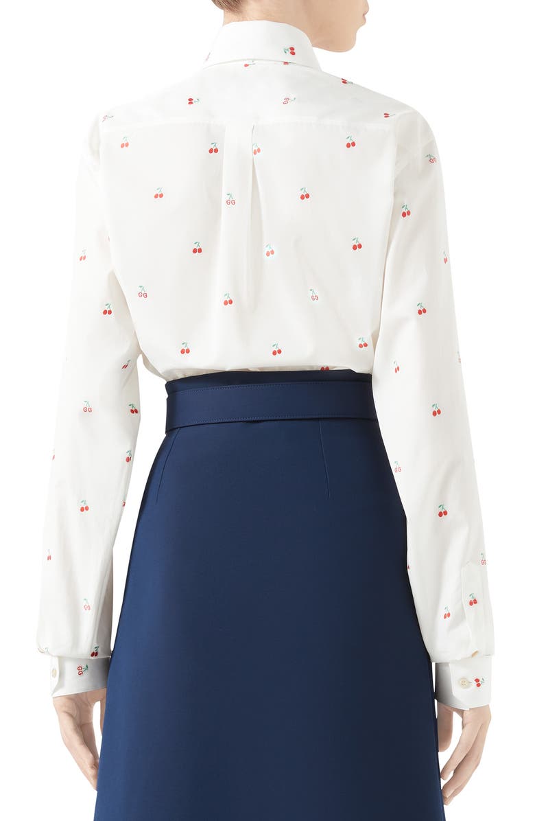 Gucci GG Cherry Cotton Fil Coupé Top, Alternate, color, 