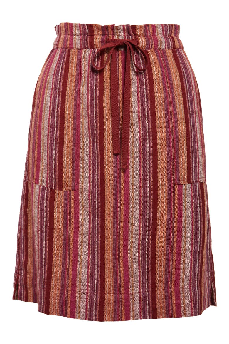 Patch Pocket Linen Blend Skirt, Main, color, PURPLE FUCSHIA YOLANDA STRIPE