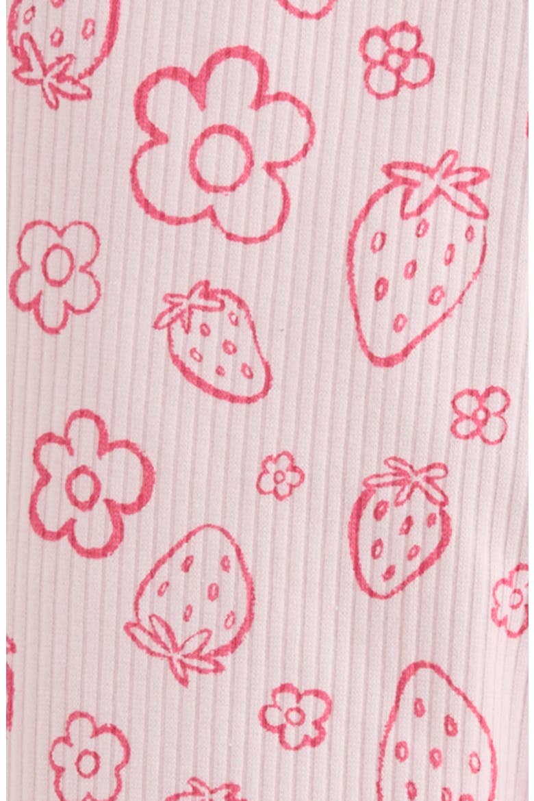 Kids' Rib Print Flare Leggings, Alternate, color, PINK BALM STRAWBERRY DOODLE