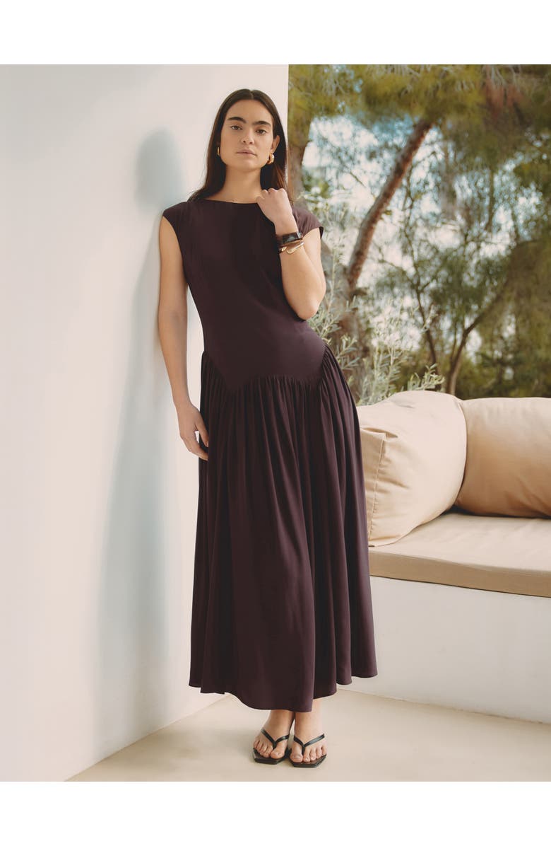 Albaray Dipped Drop Waist Maxi Dress, Alternate, color, Chocolate