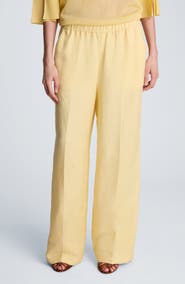 Kenneth Cole Pull-On Linen Blend Straight Leg Pants