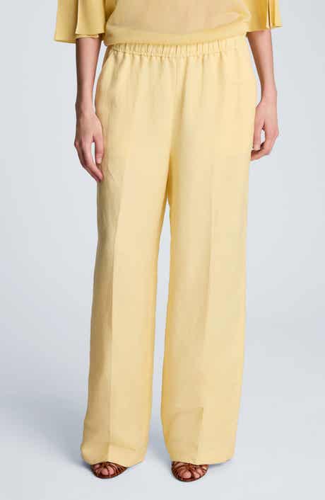 Kenneth Cole Pull-On Linen Blend Straight Leg Pants
