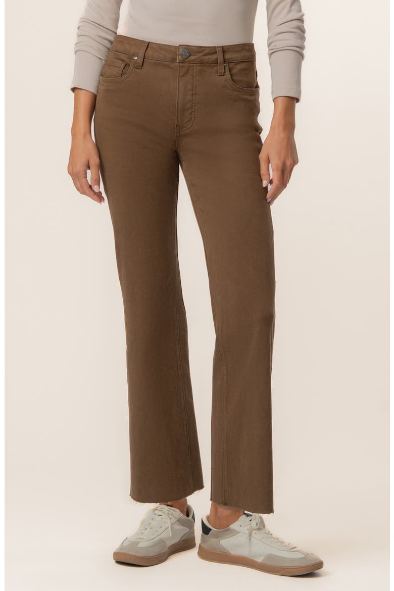 Kelsey Fab Ab Raw Hem High Waist Ankle Flare Jeans, Main, color, PECAN