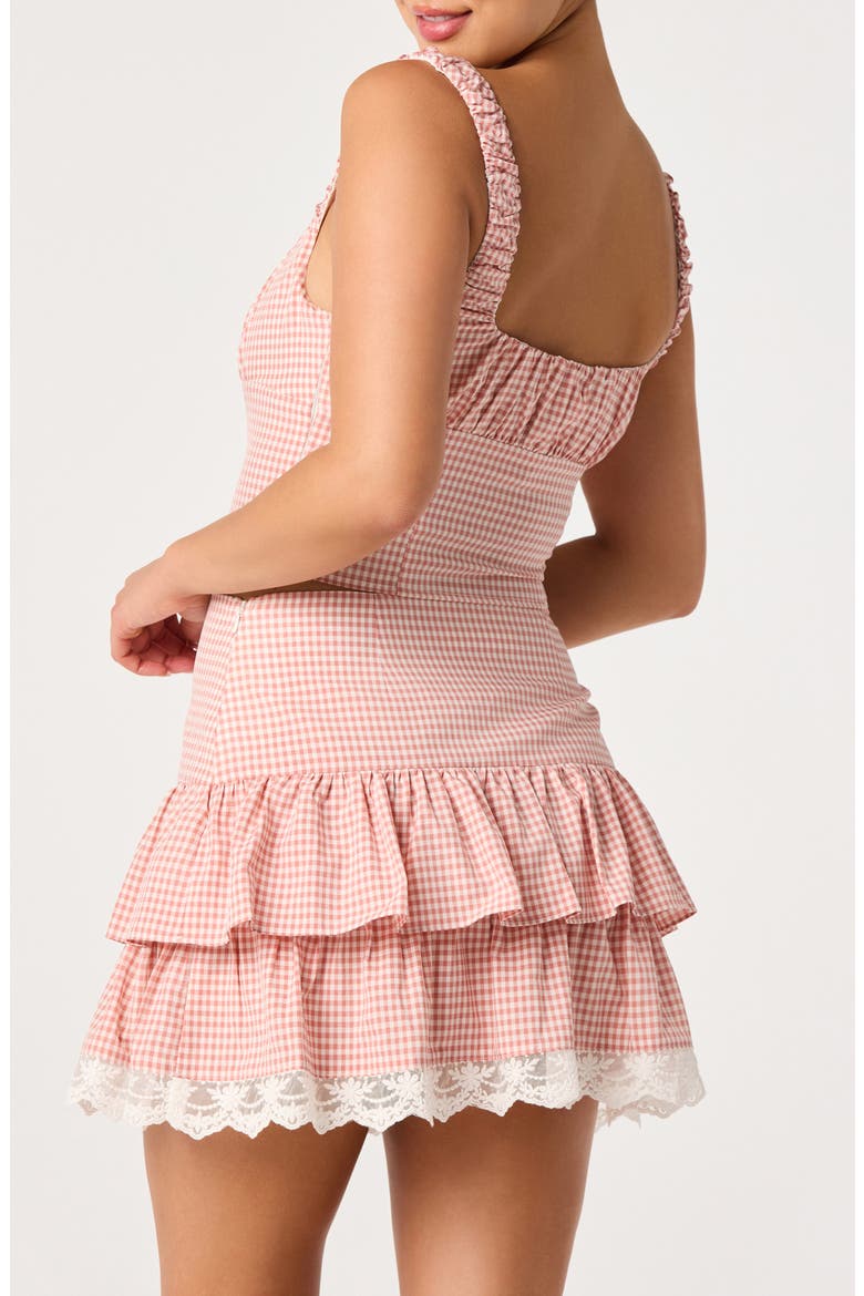Penny Tiered Gingham Miniskirt, Alternate, color, PINK GINGHAM