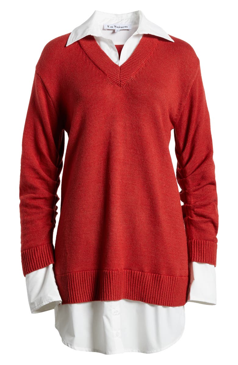 En Saison Colby Collar Long Sleeve Sweater Dress, Alternate, color,