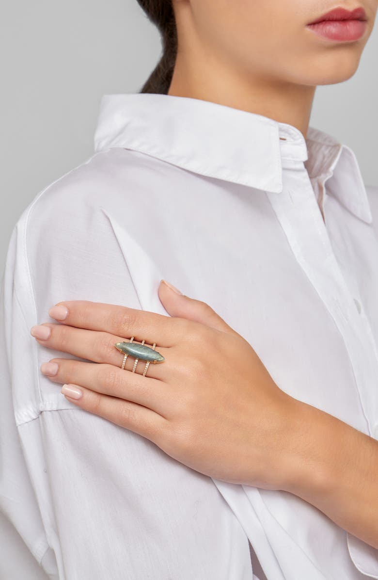ADORNIA FINE Marquis Labradorite Ring, Alternate, color, Green