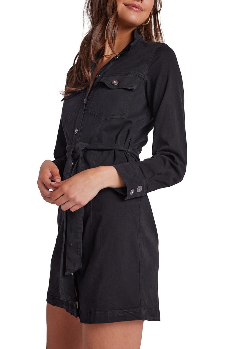 Kennedy Belted Long Sleeve Shirtdress, Alternate, color, BLACK