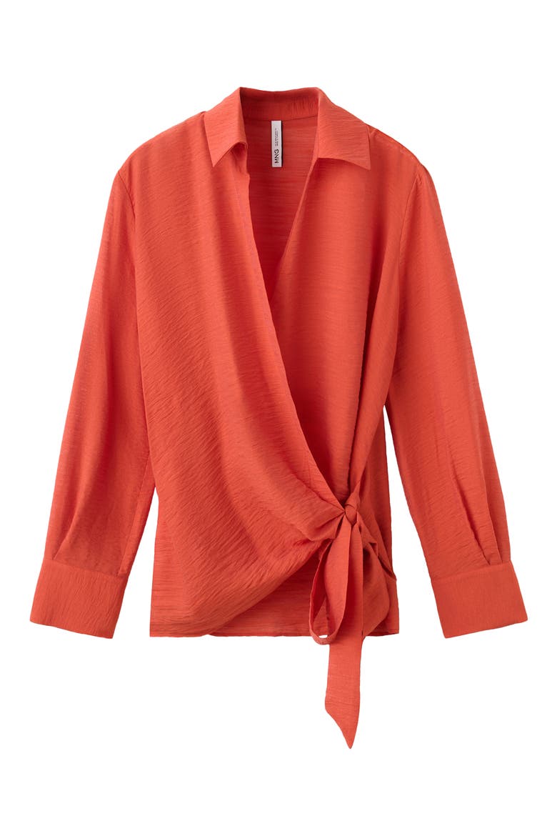 Wrap Side Tie Shirt, Main, color, RED