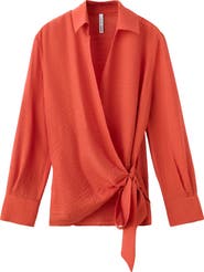 MANGO Wrap Side Tie Shirt