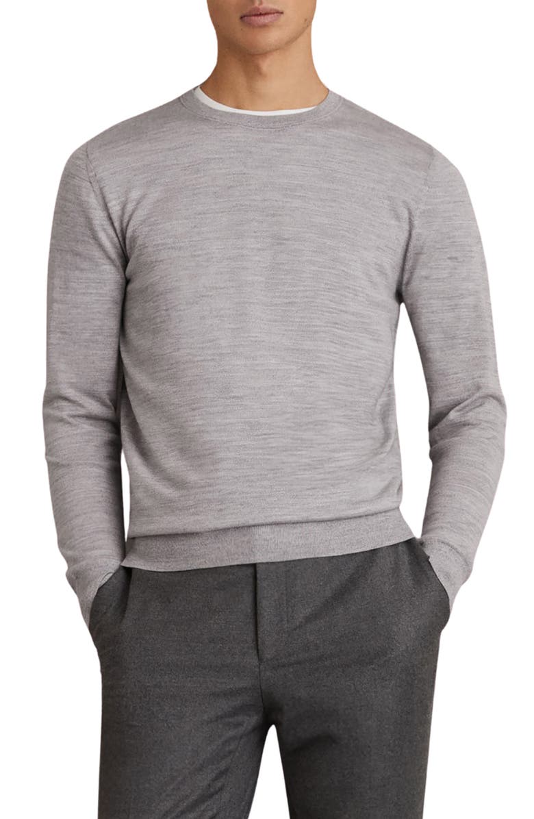 Reiss Wessex Merino Wool Sweater, Main, color, Soft Grey Mouline