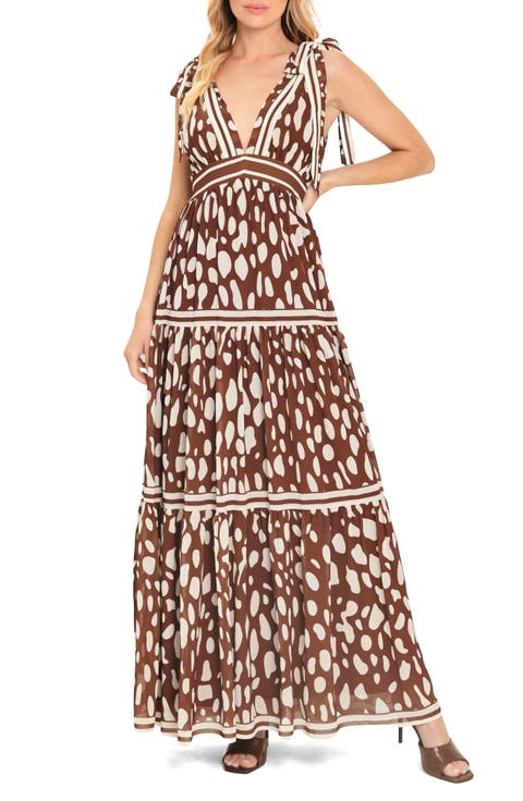 Print Tie Strap Sleeveless Maxi Dress