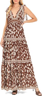FLYING TOMATO Print Tie Strap Sleeveless Maxi Dress