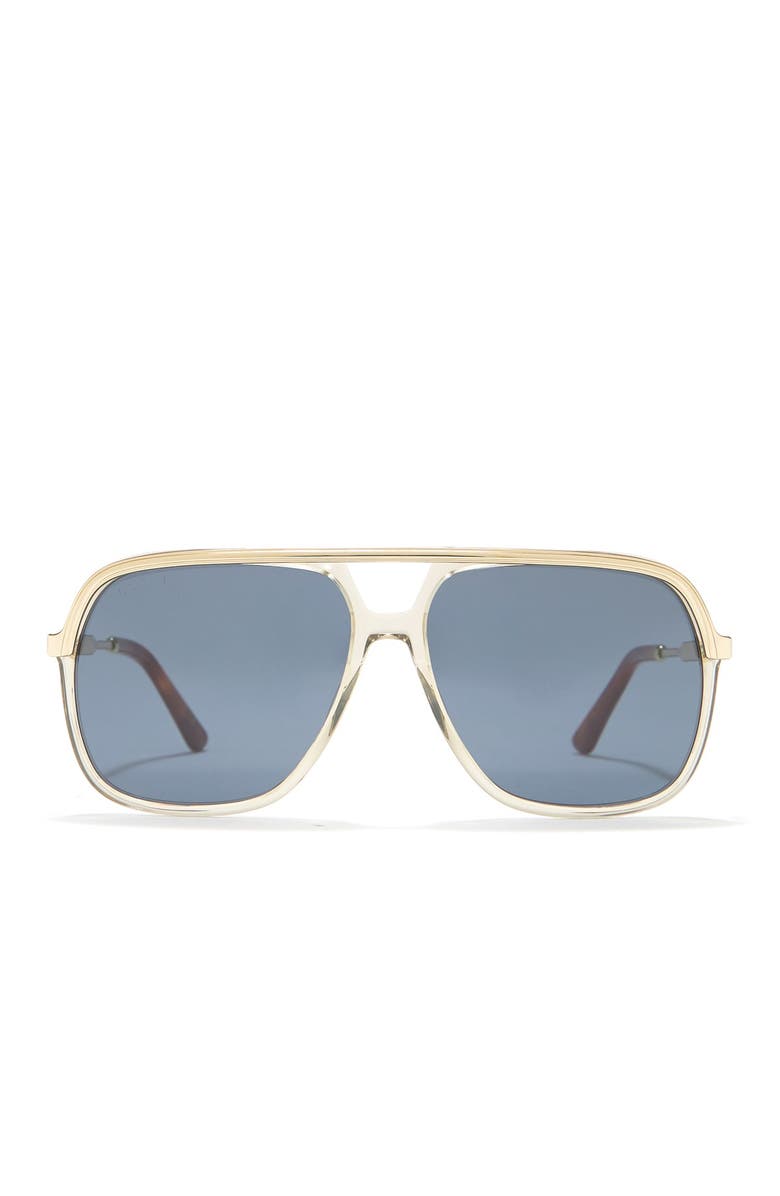 Gucci 57mm Square Pilot Sunglasses, Alternate, color,