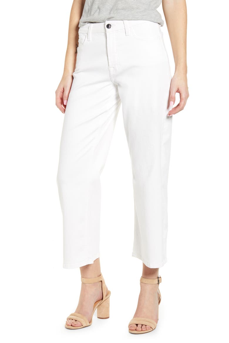 JEN7 Crop Wide Leg Jeans, Main, color, WHITE