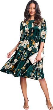 Roaman's Velour Swing Drape Dress