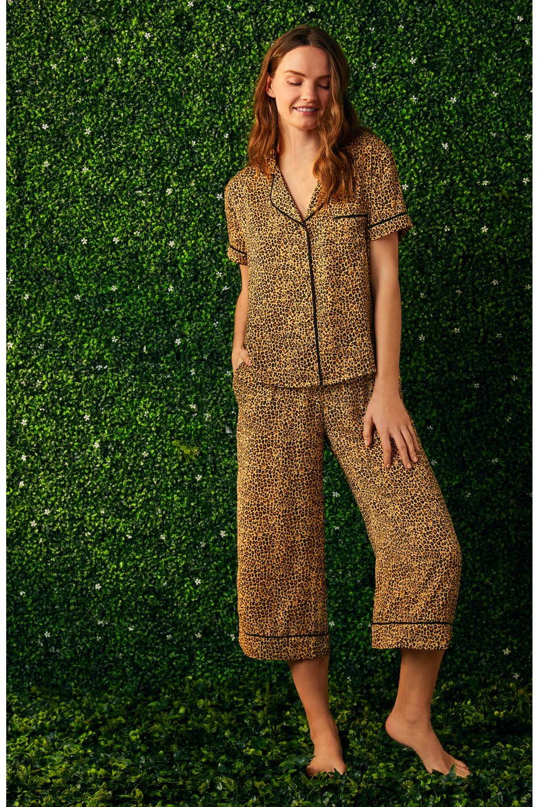 Wide Leg Crop Pajama Pants (Nordstrom Exclusive), Alternate, color, MICRO ANIMAL