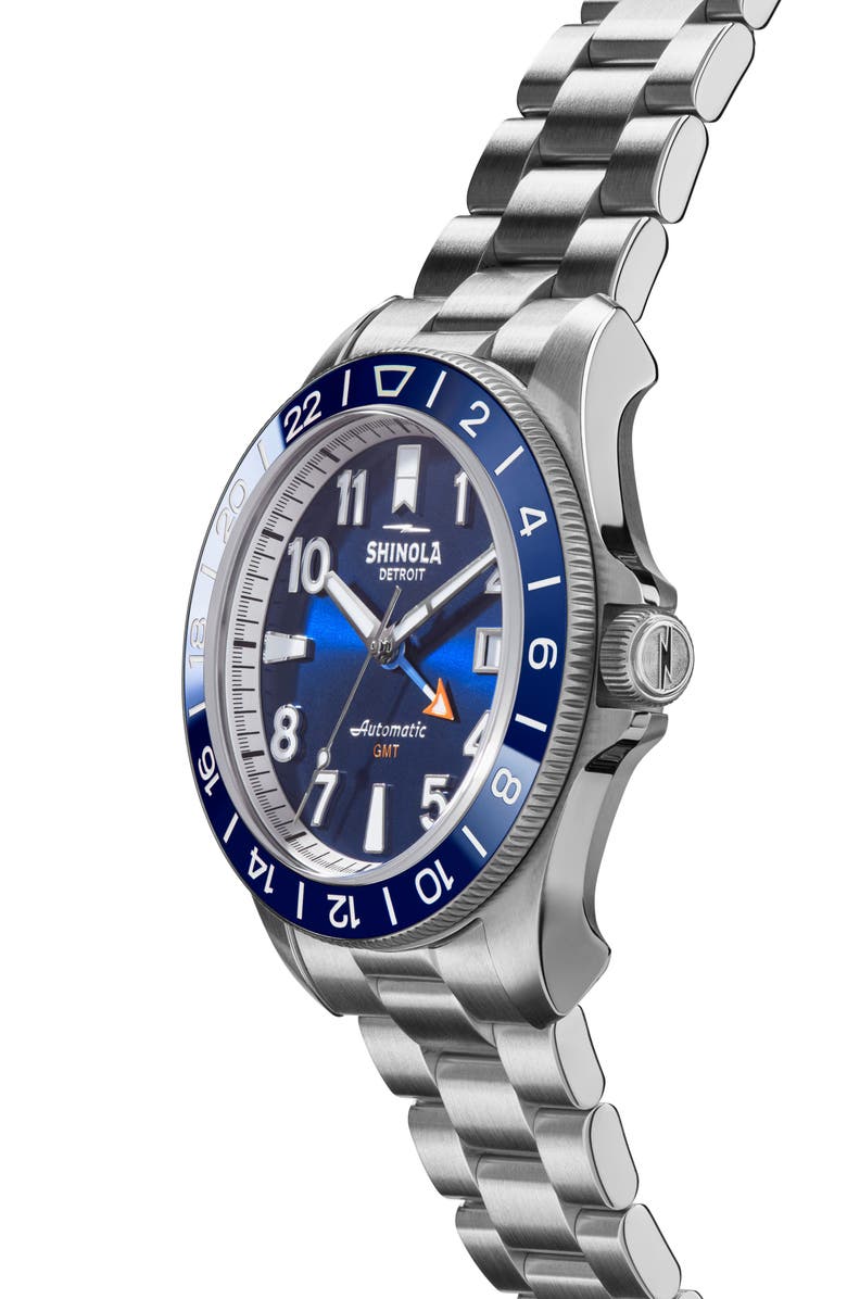 Shinola Monster GMT Automatic Watch Gift Set, 40mm, Alternate, color, Navy