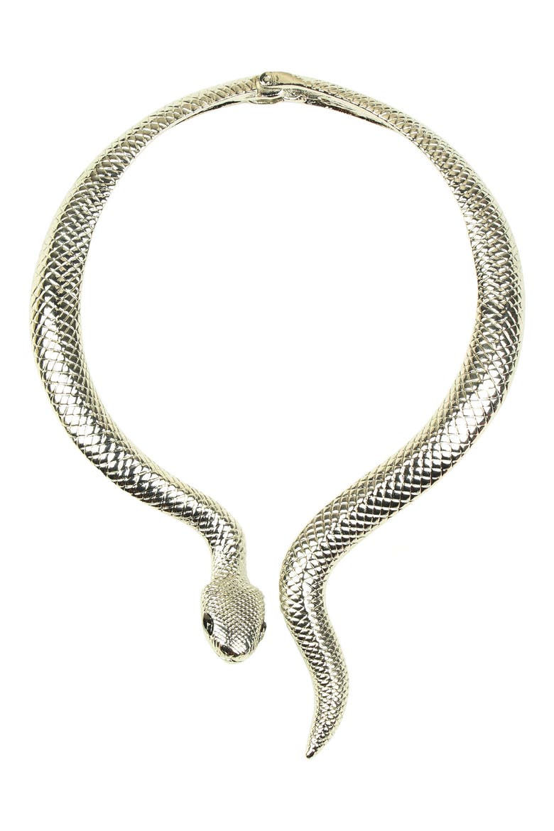 Snake Choker Necklace, Main, color, SILVER