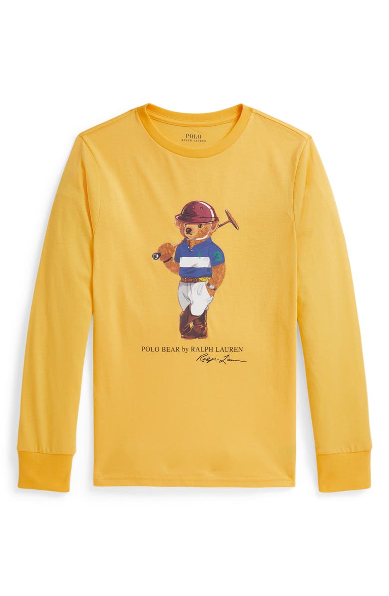 Polo Ralph Lauren Kids' Polo Bear Cotton Jersey Long Sleeve T-Shirt, Main, color, Bear Chrome Yellow