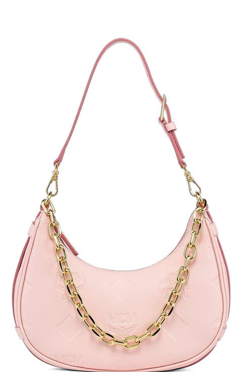 Aren Crescent Hobo Bag in Maxi Monogram Leather