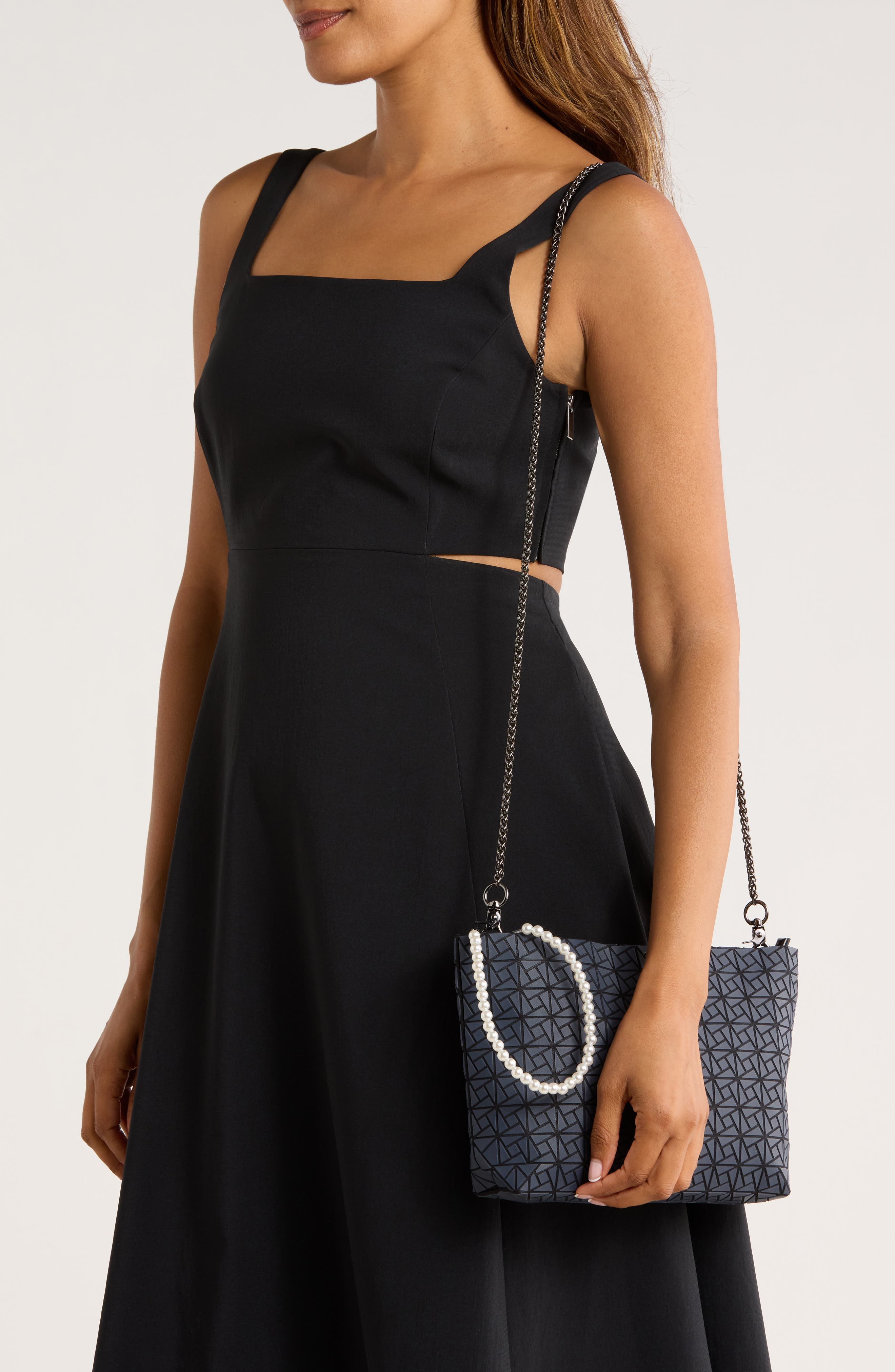 Box Pattern Clutch, Alternate, color, NAVY