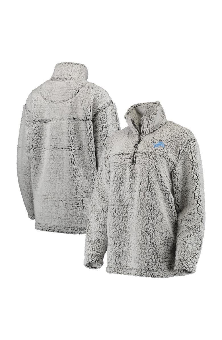 G-III 4HER BY CARL BANKS Women's Gray Detroit Lions Sherpa Quarter-Zip Pullover Jacket, Main, color, Gray