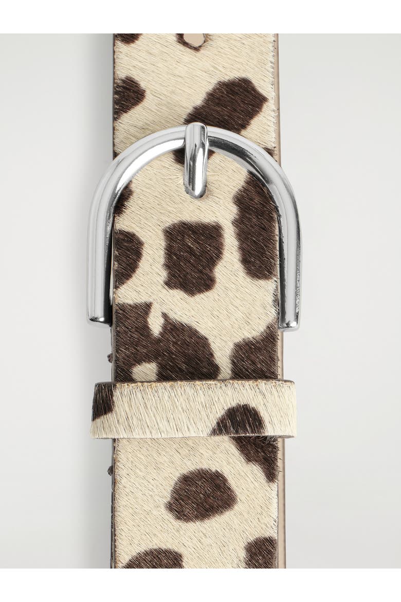 Animal-Print Pony Hair-Effect Leather Belt, Alternate, color, BEIGE / ANIMAL PRINT