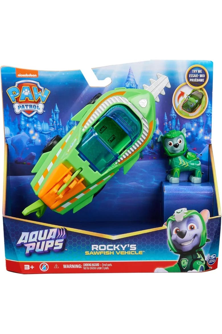 Aqua Pups Rocky Transforming Sawfish Vehicle with Collectible Action Figure, Kids Ages 3+, Alternate, color, Black