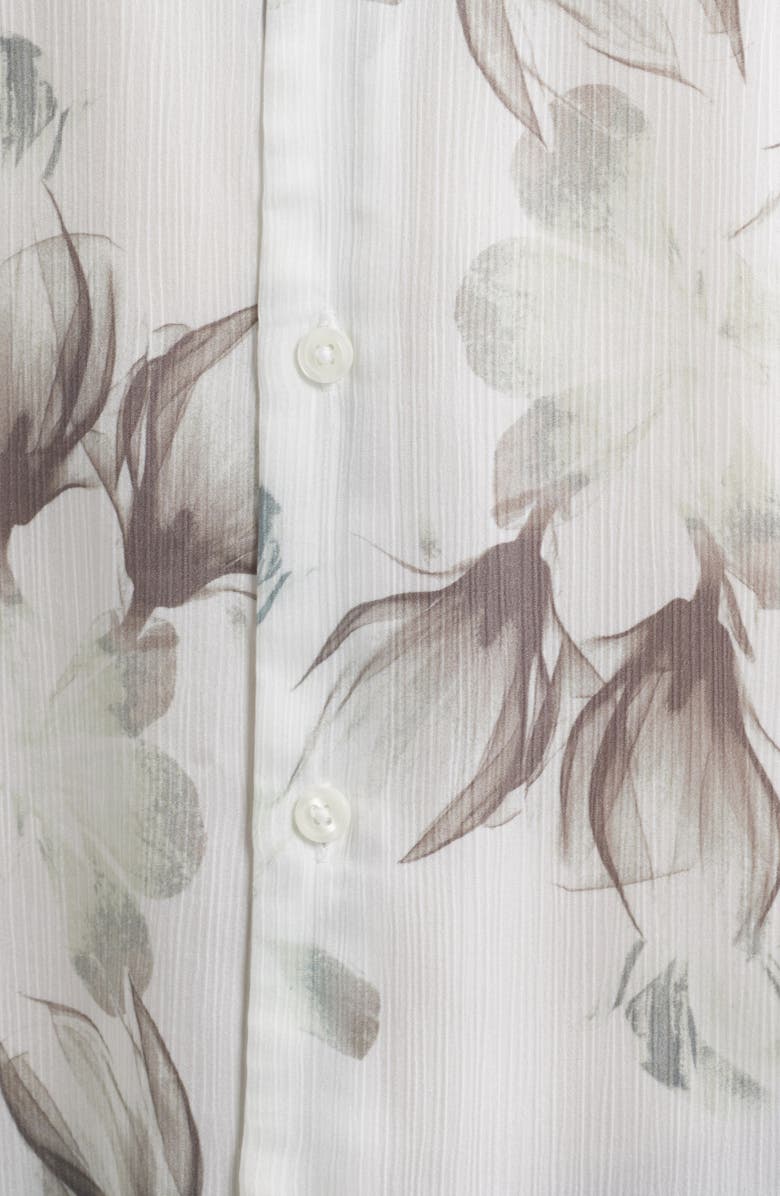 Open Edit Oversize Floral Short Sleeve Silk Button-Up Shirt, Alternate, color, White Luminous Floral