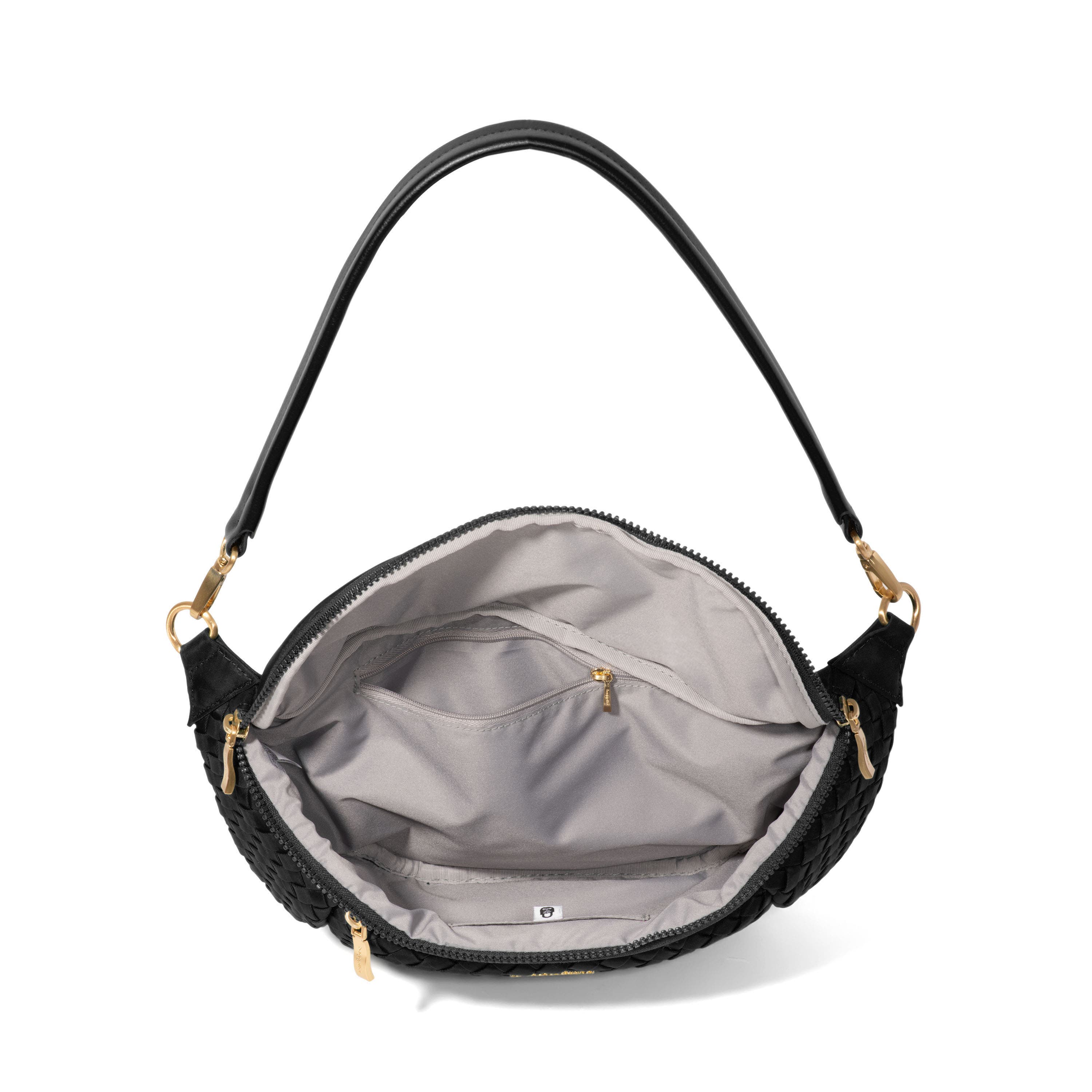 BAGGALLINI Stanton Woven Crossbody, Alternate, color, Black Woven Twill