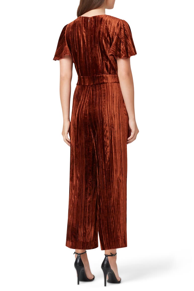 Crushed Velvet Crop Jumpsuit, Alternate, color, RUST