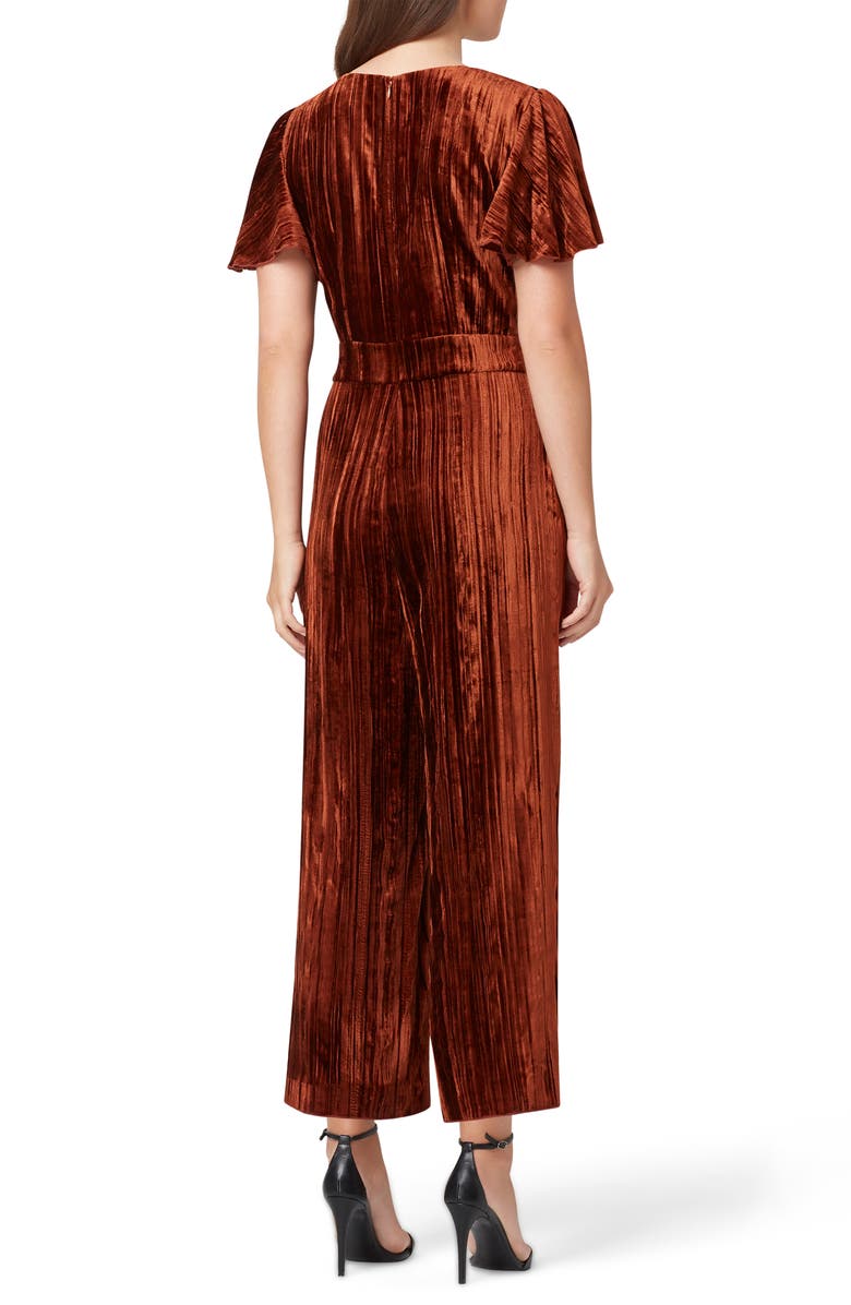 Tahari Crushed Velvet Crop Jumpsuit, Alternate, color, 