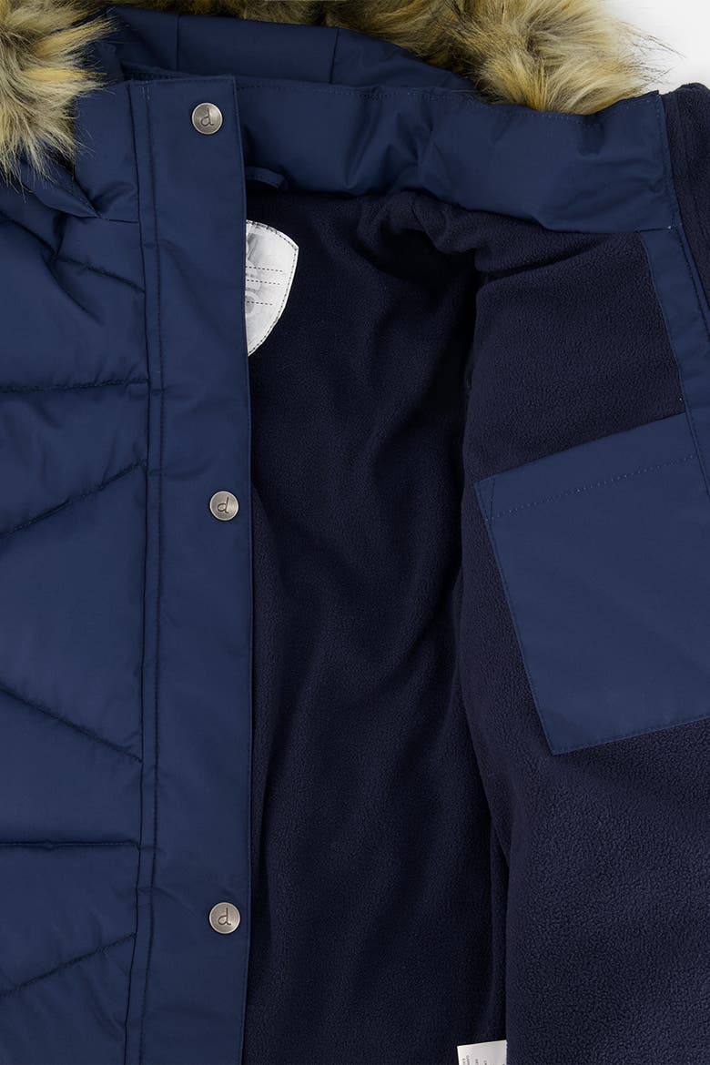 Long Winter Diamond Quilted Faux Fur Hood Puffer Coat, Alternate, color, Dark Blue