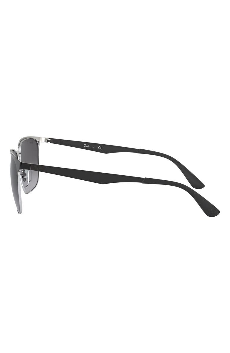 Ray-Ban 59mm Gradient Square Sunglasses, Alternate, color, Black Silver