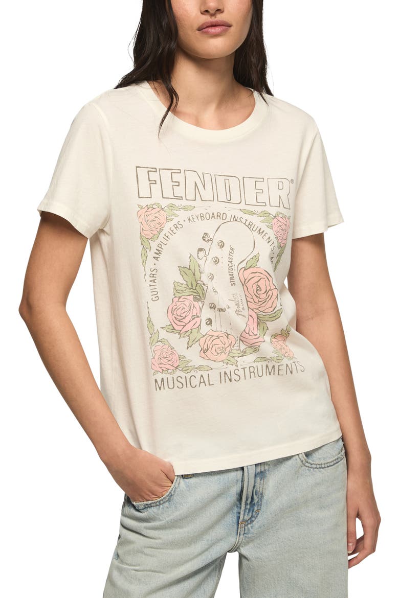 Fender Floral Cotton Graphic T-Shirt, Main, color, GARDENIA