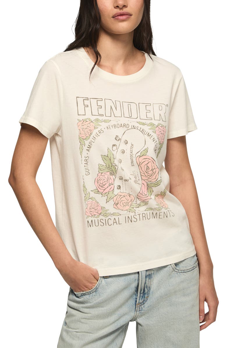 Lucky Brand Fender Floral Cotton Graphic T-Shirt, Main, color, Gardenia