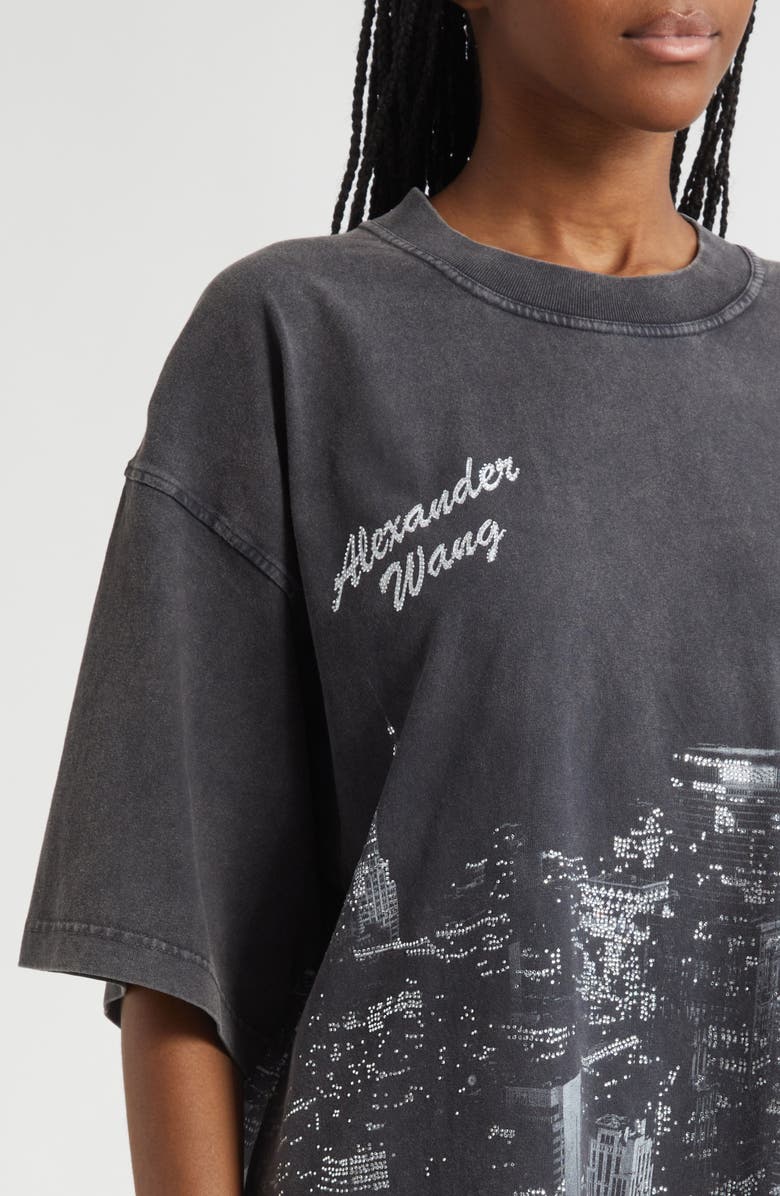 New York City Skyline Crystal Embellished T-Shirt