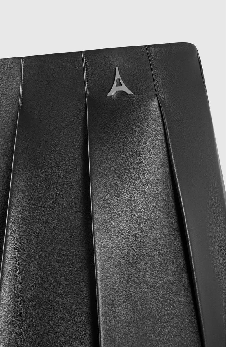 Manière De Voir Juliette Leather Pleated Skort, Alternate, color, Black