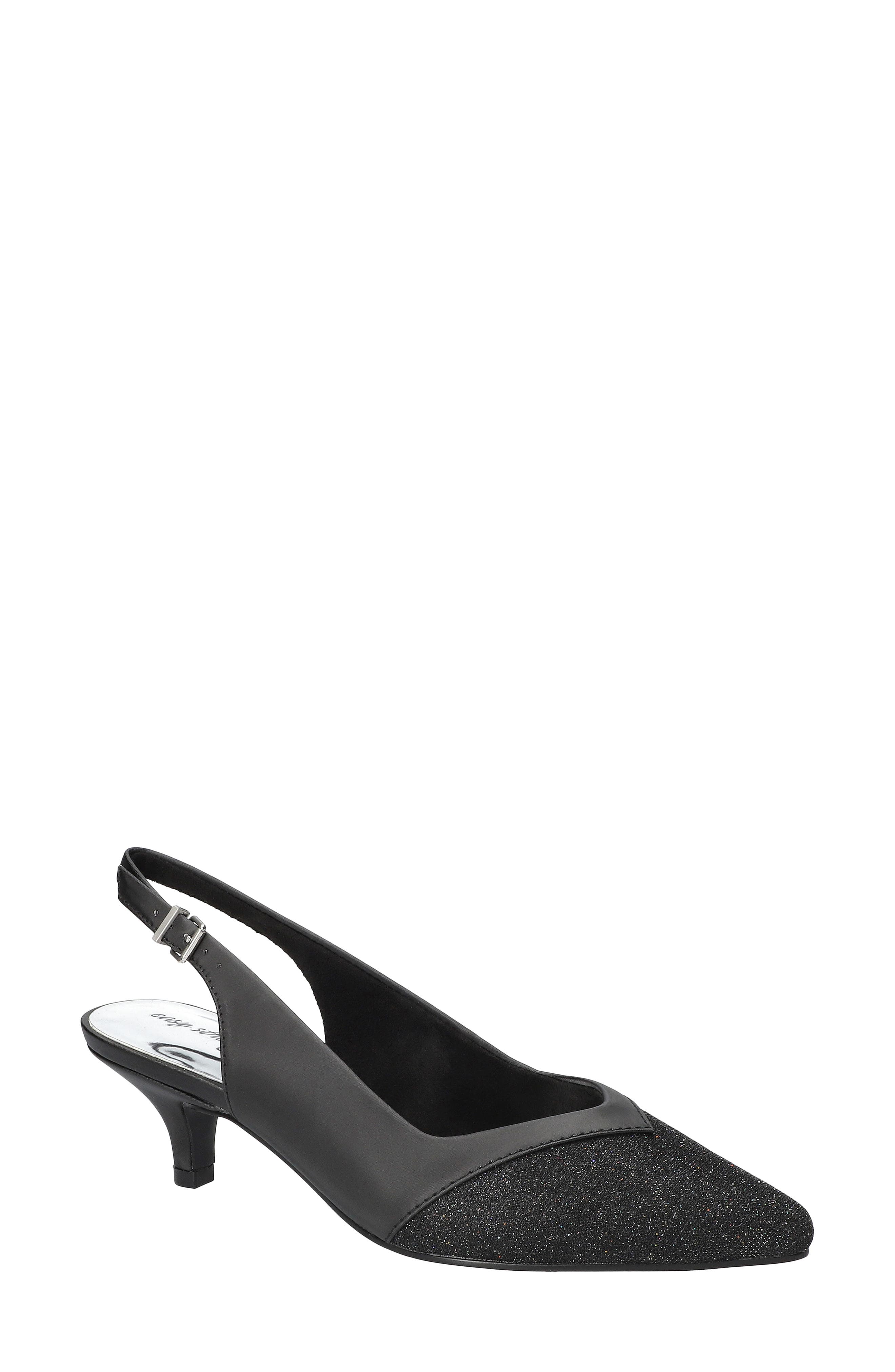 EASY STREET Vivid Kitten Heel Slingback Pump, Main, color, Black Satin-Glitter