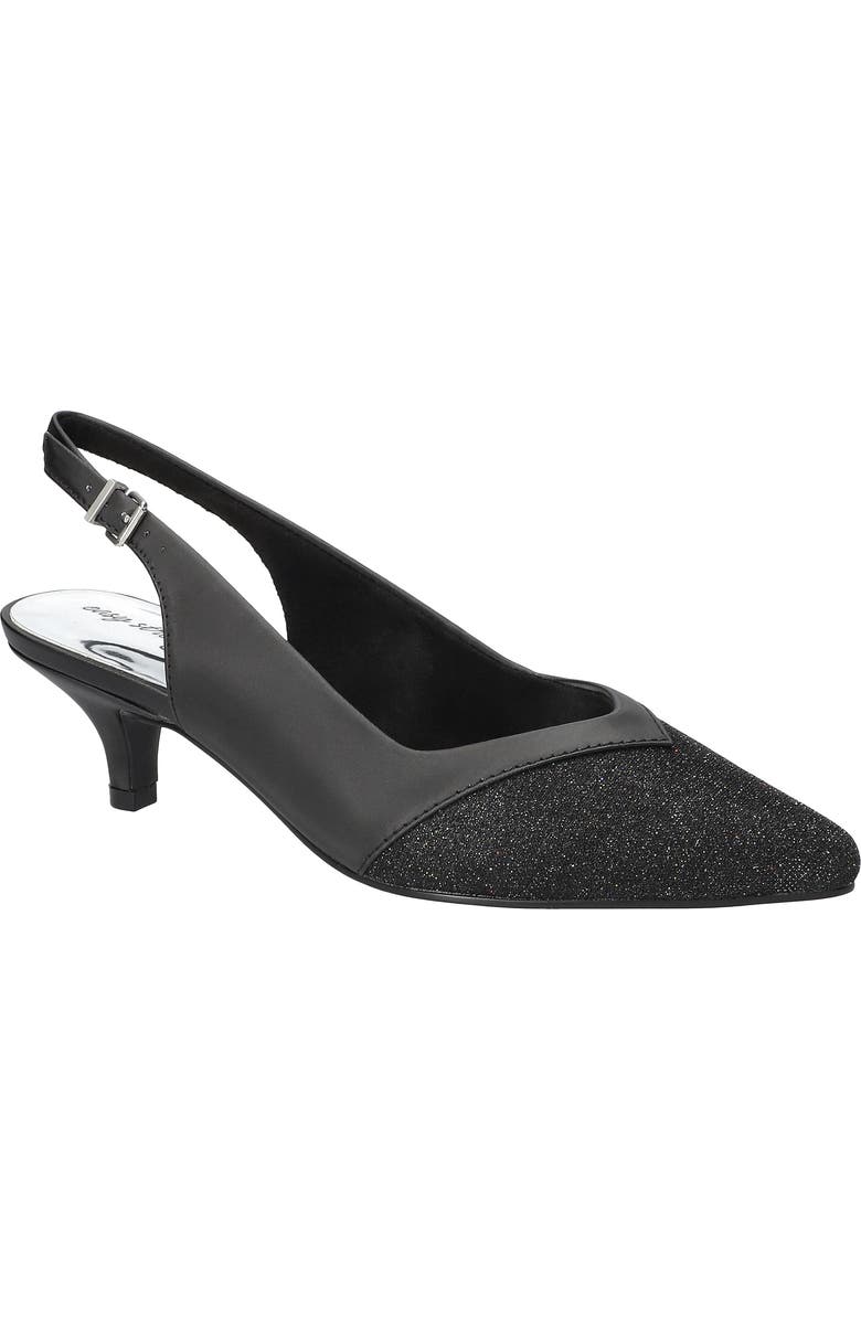 EASY STREET Vivid Kitten Heel Slingback Pump, Main, color, Black Satin-Glitter